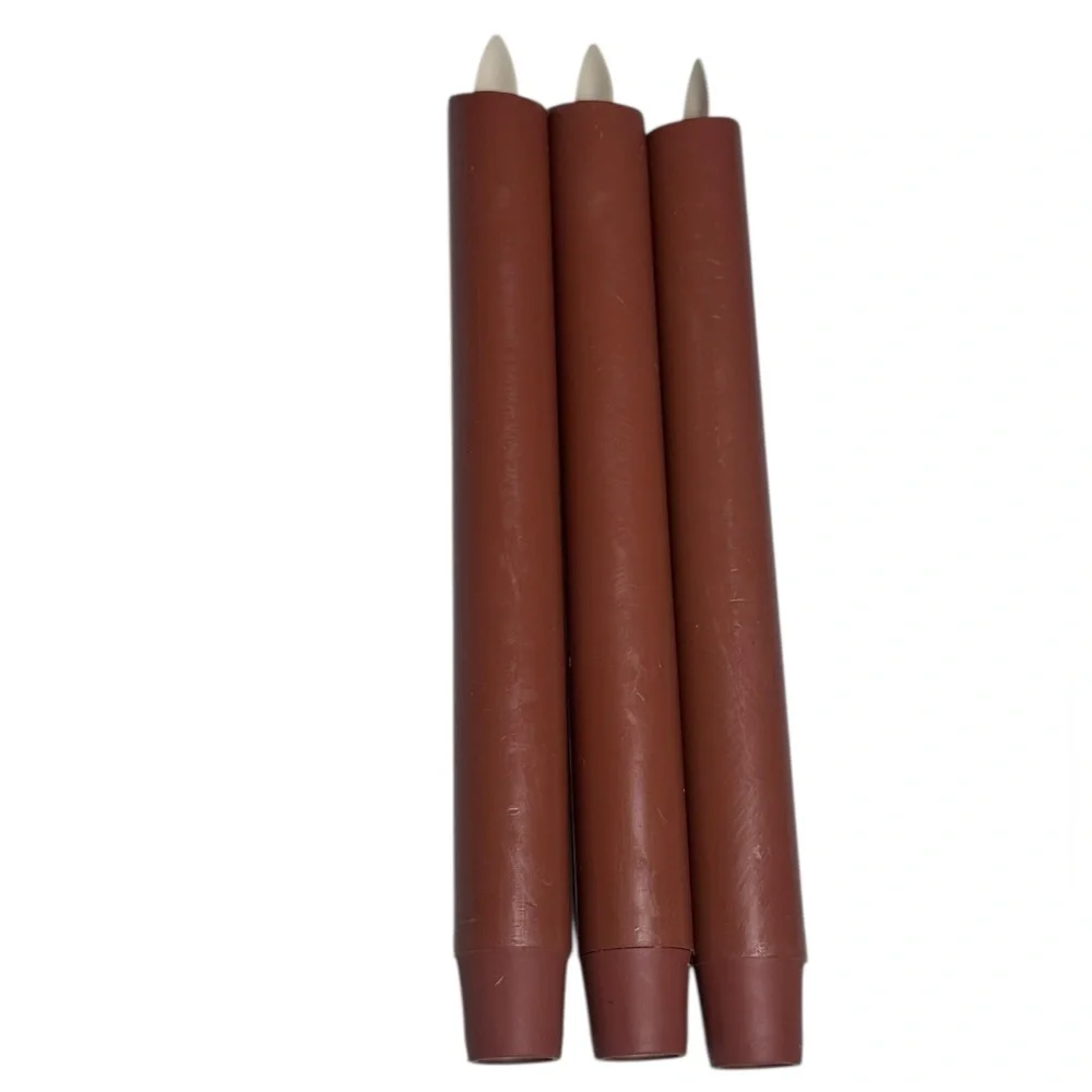 Pottery Barn Flameless Wax Taper Candle - Copper Brown